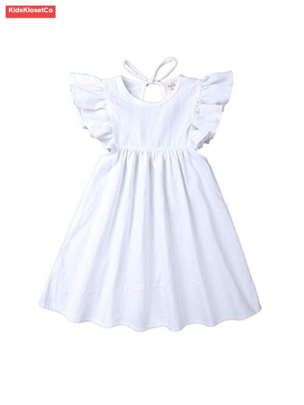 Cotton Linen Ruffle Halter Sleeveless Toddler Girl Dress for Beach Party